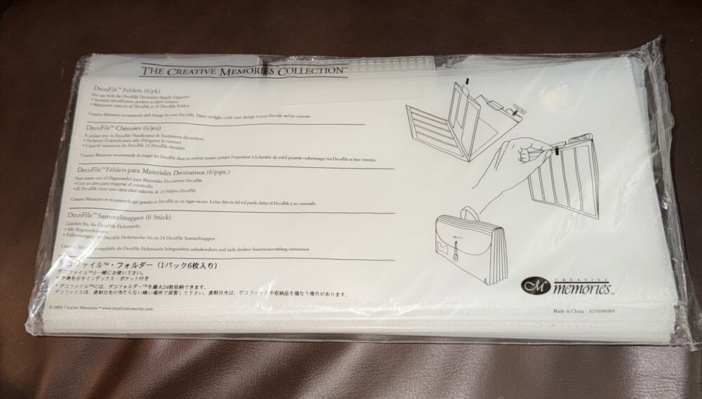 Creative Memories DecoFile Folders 6 Pack New Sealed Refill For Organizer NWT